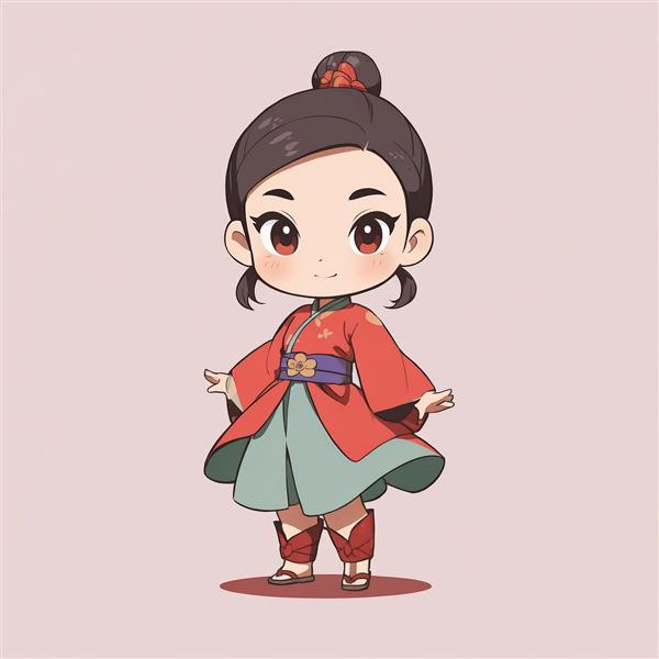 عکس کارتونی باکیفیت مولان در لباس ساده قرمز و آبی برای استیکر