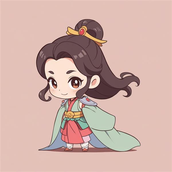 عکس کارتونی جذاب مولان با شنل بلند و موی رها برای استیکر و پوستر