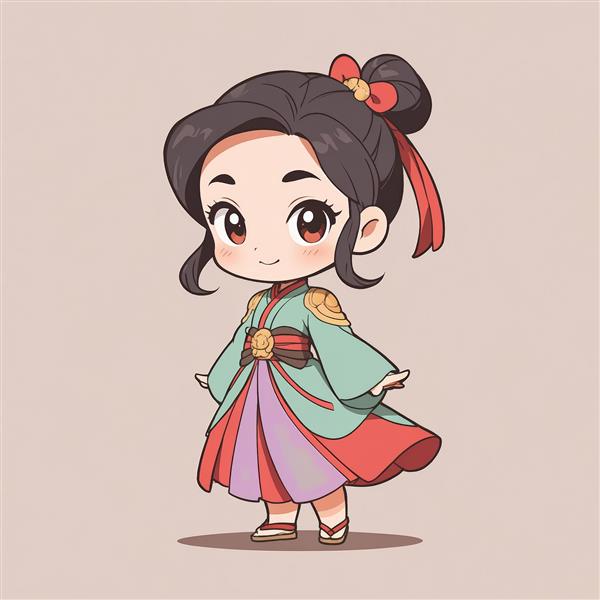 وکتور باکیفیت مولان با رنگ‌های زنده و روبان قرمز برای دکوراسیون اتاق کودک