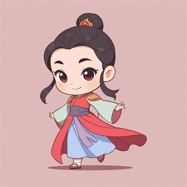 عکس کارتونی جذاب مولان در حال حرکت با لباس قرمز و آبی برای استیکر