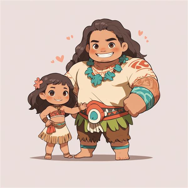 وکتور مائوئی و موآنا با تم قلبی و رنگ‌های شاد برای دکوراسیون دیواری