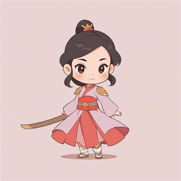 طرح گرافیکی مولان جنگجو با شمشیر برای چاپ عریض و محصولات دکوراتیو