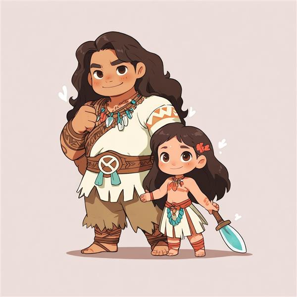 وکتور باکیفیت مائوئی و موآنا با نیزه برای چاپ روی محصولات دکوراتیو