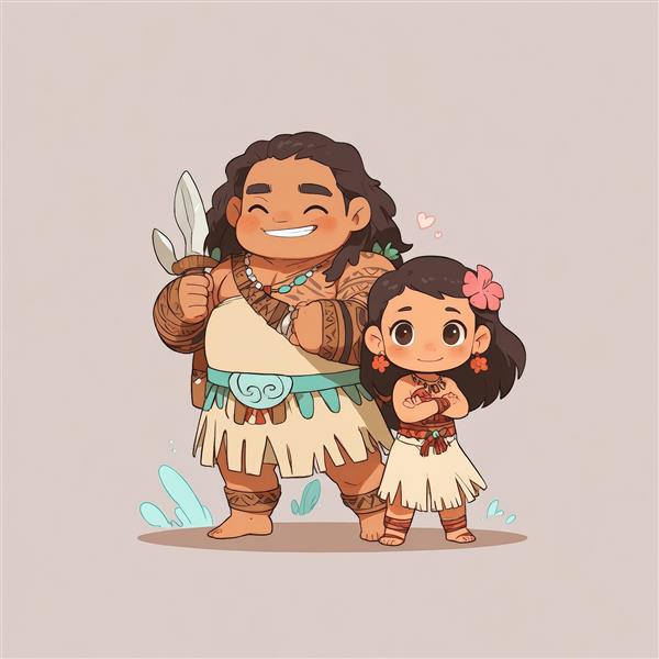 عکس باکیفیت مائوئی و موآنا چاق‌تر با تم کودکانه برای پوستر دیواری