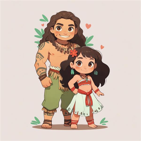 طرح کارتونی موآنا و مائوئی برای چاپ عریض تابلو و دکوراسیون اتاق کودک