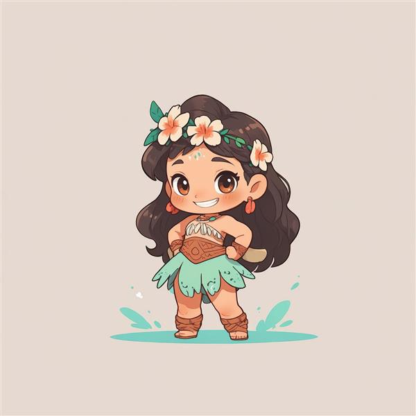 وکتور باکیفیت موآنا با تاج گل سر برای چاپ روی محصولات دکوراتیو