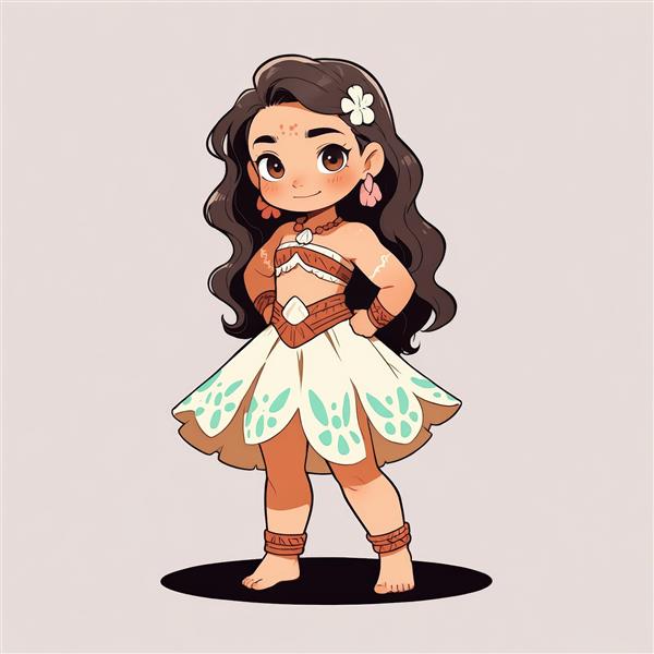 عکس کارتونی جذاب و باکیفیت موآنا با پس‌زمینه ساده برای استیکر