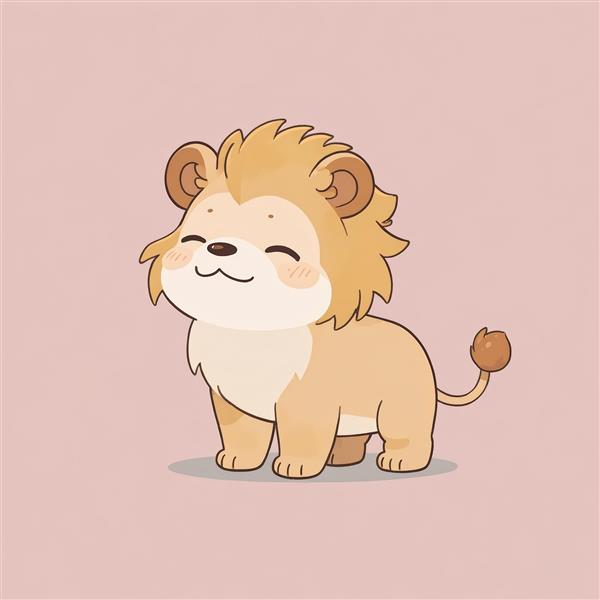 طرح کارتونی بچه شیر با چشمان بسته و حالت آرام