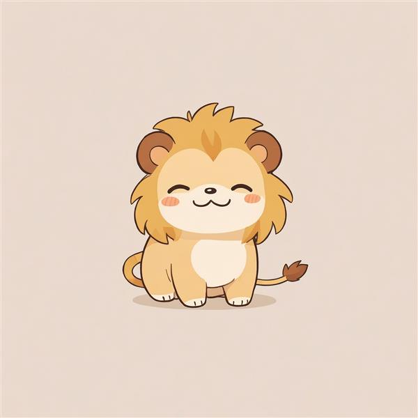 طرح کارتونی بچه شیر نشسته با چشمان بسته و حالت آرام و خواب‌آلود