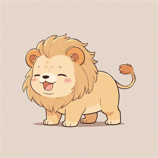 وکتور اورجینال بچه شیر شاد با چشمان بسته و زبان بیرون آمده (مناسب پوستر)