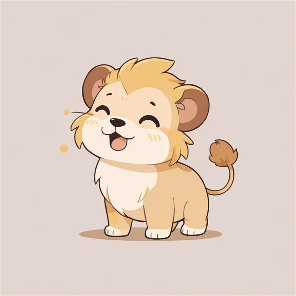 طرح کارتونی بچه شیر خندان از ته دل با لپ‌های قرمز و دهان باز