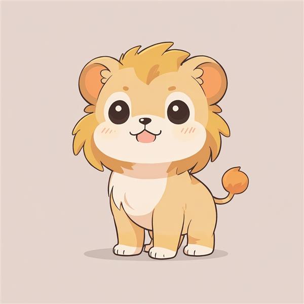 تصویر اورجینال بچه شیر خندان با زبان بیرون آمده و یال برجسته فانتزی