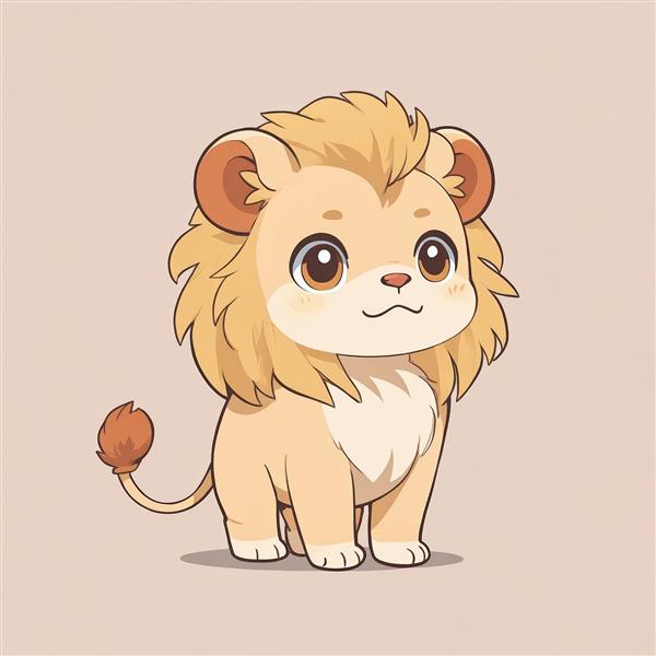 طرح گرافیکی با کیفیت توله شیر با چشم‌های درشت و یال حجیم (مناسب اتاق کودک)