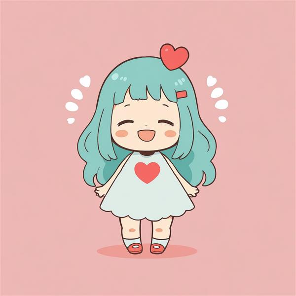 پوستر دختر فانتزی شاد با موی آبی روشن