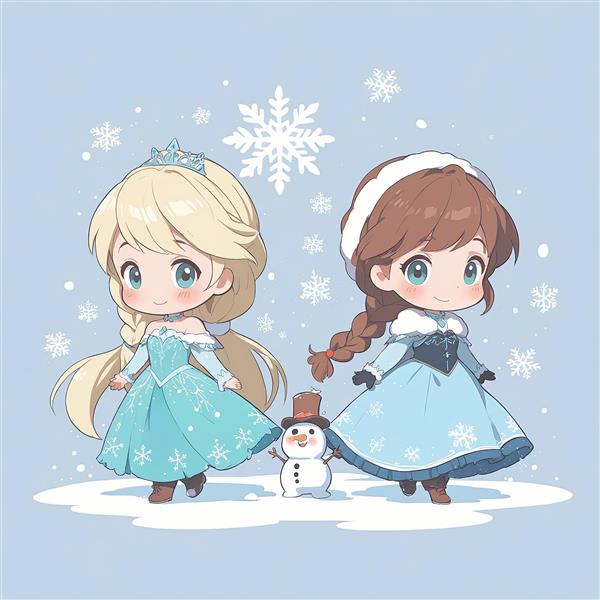 تابلو اتاق کودک السا آنا و آدم برفی کوچک