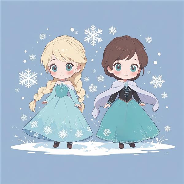 طرح دکوراتیو السا و آنا با شنل خزدار انیمیشن فروزن