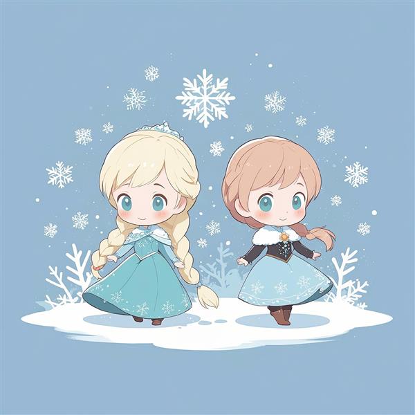 طرح چاپی السا و آنا چیبی در حال قدم زدن