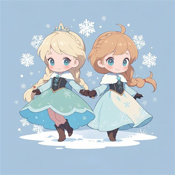 پوستر السا و آنا چیبی با لباس زمستانی