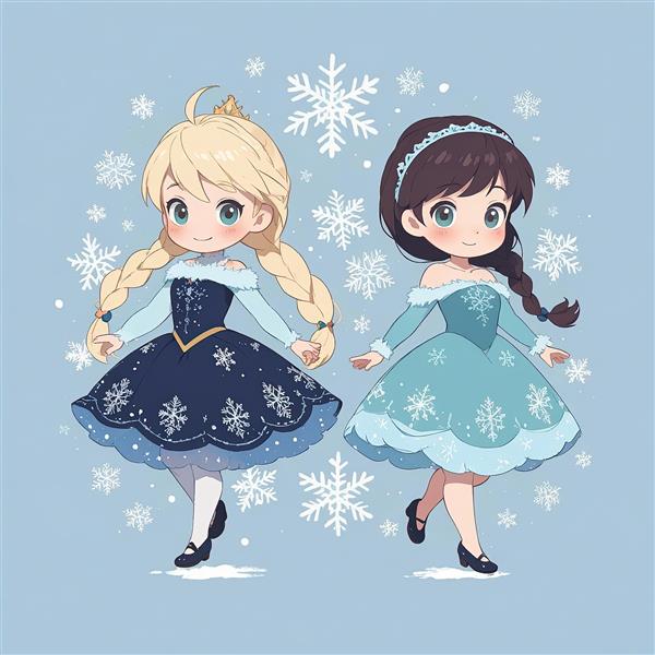 طرح تابلو السا و آنا در زمستان