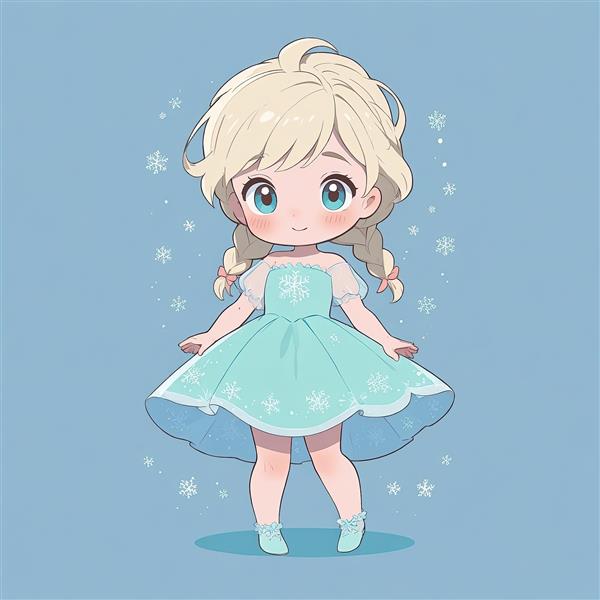 تصویرسازی بامزه السا چیبی با موی بافته دوتایی فروزن