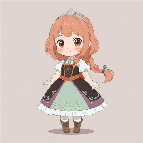 طرح چیبی پرنسس آنا انیمیشن فروزن با لباس سنتی