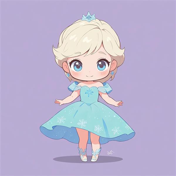 تصویرسازی فانتزی السا چیبی با پس زمینه بنفش فروزن