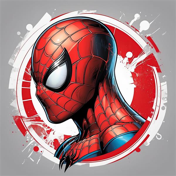تصویر پروفایل اسپایدرمن (کلاسیک) در قاب پاششی قرمز، طرح با استایل کمیک