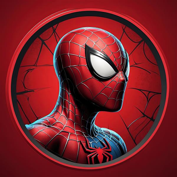 پرتره جانبی اسپایدرمن با قاب تار عنکبوت، طرح سه بعدی مارول برای چاپ روی بوم