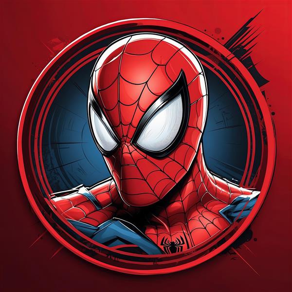 پرتره اسپایدرمن در قاب قرمز و آبی، طرح باکیفیت برای محصولات دکوراتیو مارول