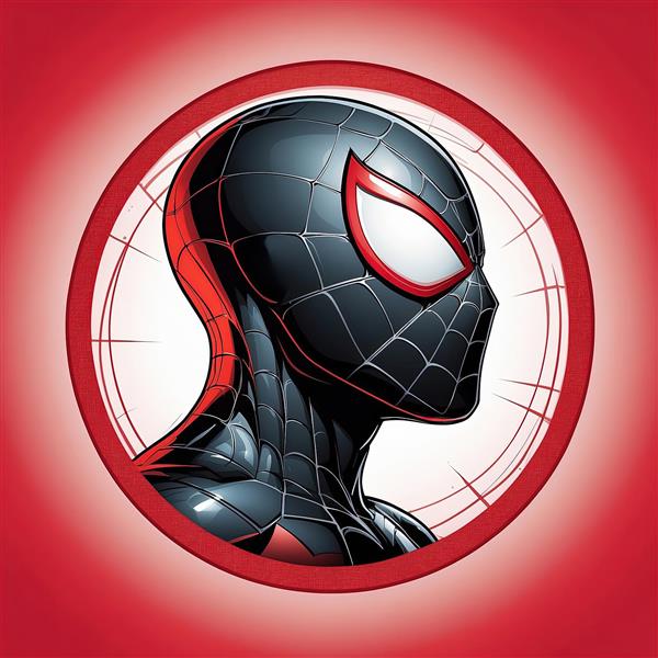 پرتره مایلز مورالز در قاب قرمز باکیفیت، طرح کمیک اسپایدرمن برای محصولات دکوراتیو