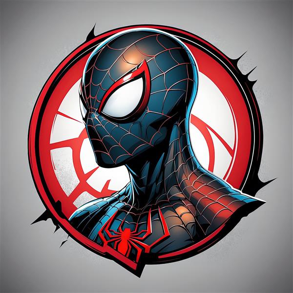 پرتره مایلز مورالز اسپایدرمن سیاه، طرح جذاب با قاب قرمز و سیاه