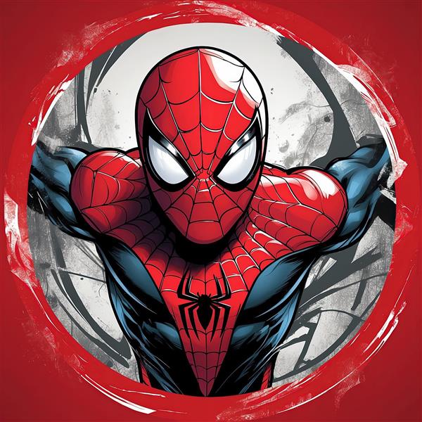 پرتره اسپایدرمن در حال پرتاب تار، طرح اکشن مارول برای چاپ پوستر دیواری