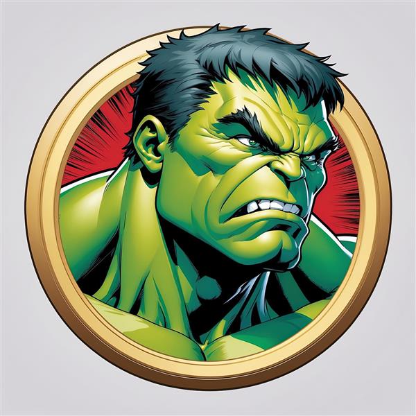 پرتره خشمگین هالک در قاب طلایی باکیفیت، طرح کلاسیک مارول برای تابلو دکوراتیو