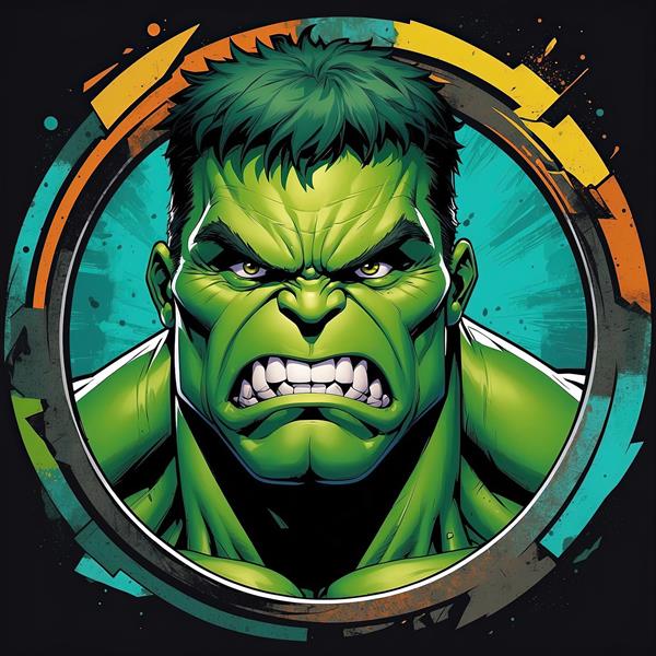پرتره هالک با دهان باز و نگاه خشمگین، کیفیت بالا برای چاپ پوستر و تابلو
