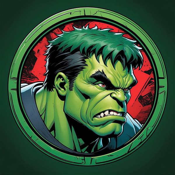 تصویر هالک خشمگین با پس‌زمینه قرمز، طرح اورجینال کمیک مارول برای چاپ