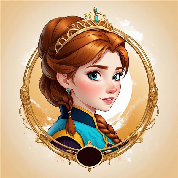 تصویر پروفایل آنا با موی جمع و تاج طلایی، مناسب چاپ پوستر و تابلو شیک