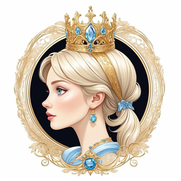 پرتره آنا از فروزن با تاج یخی و موی بافته شده در قاب برفی