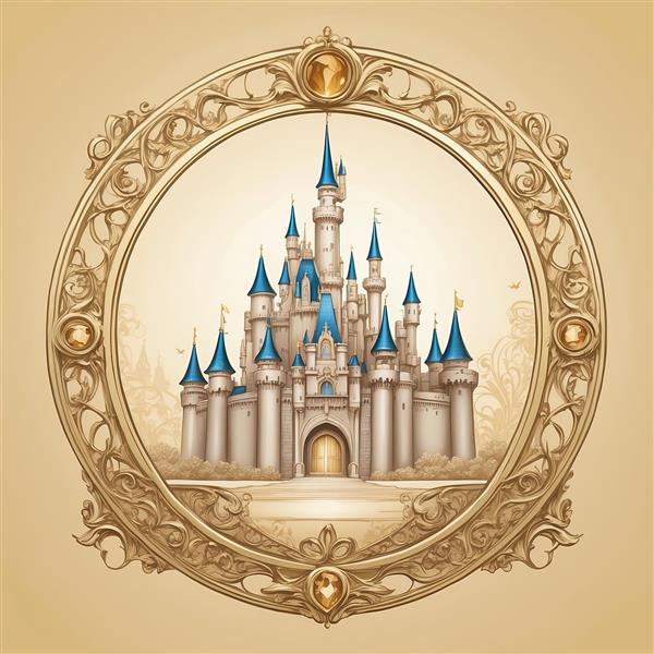 قلعه طلایی در قاب دایره‌ای طلایی