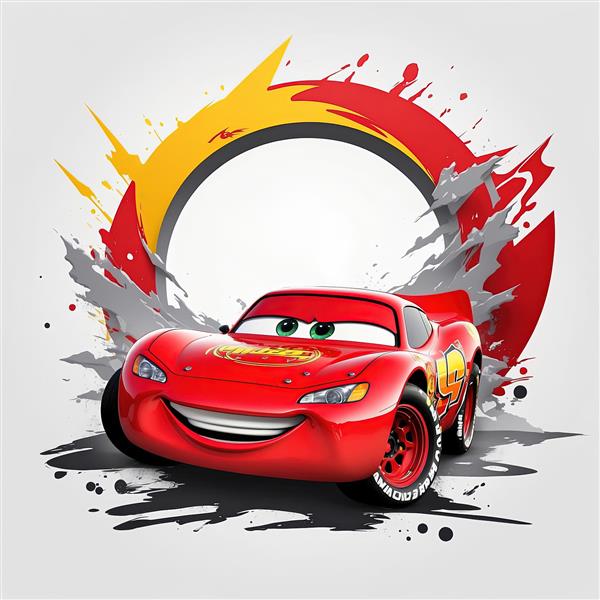 طرح لایتنینگ مک‌کوئین با سیل‌اوت شهر و قاب سرعتی رنگی