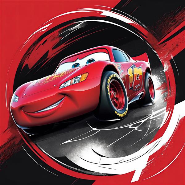 تصویر مک‌کوئین در حال سرعت با پس زمینه قرمز