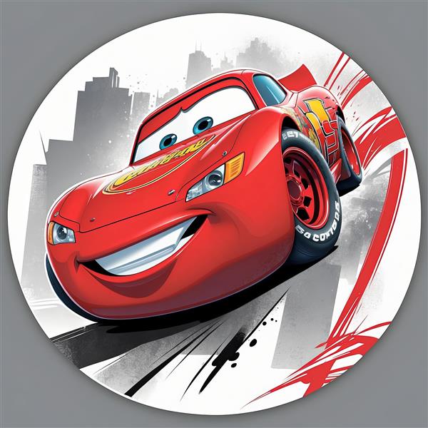 پوستر مک‌کوئین با پرش و سرعت بالا در شهر مدرن با افکت خطی