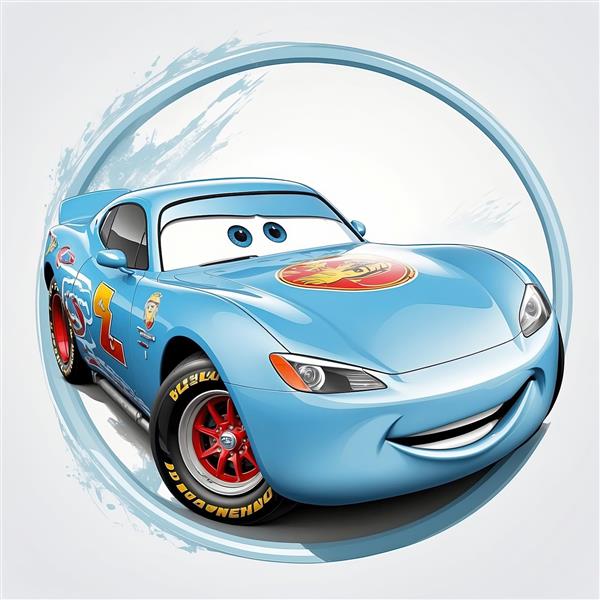 پوستر سالی کاررا از انیمیشن ماشین‌ها با قاب آبی موج‌دار