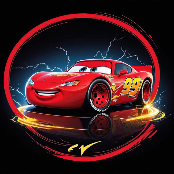 عکس پرنور مک‌کوئین در شب با رعد و برق و بازتاب روی سطح تیره