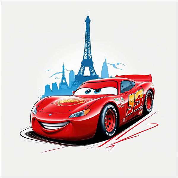 طرح مک‌کوئین با برج ایفل و آسمان خراش‌های آبی، مناسب اتاق کودک