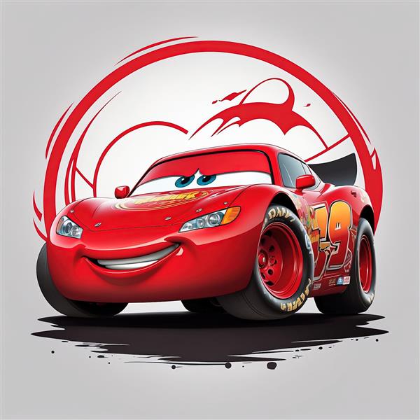 تصویر باکیفیت نزدیک از مک‌کوئین قرمز با طرح دایره‌ای مسابقه