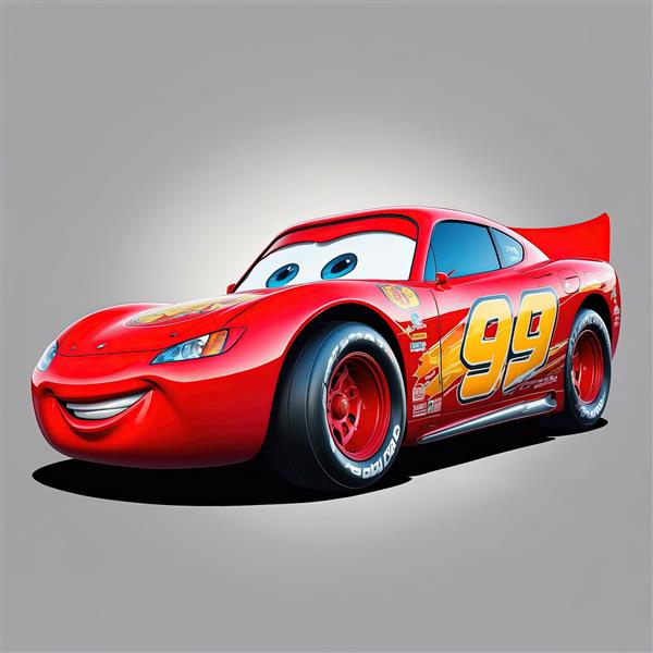 عکس باکیفیت لایتنینگ مک‌کوئین قرمز انیمیشن ماشین‌ها با پس‌زمینه خاکستری