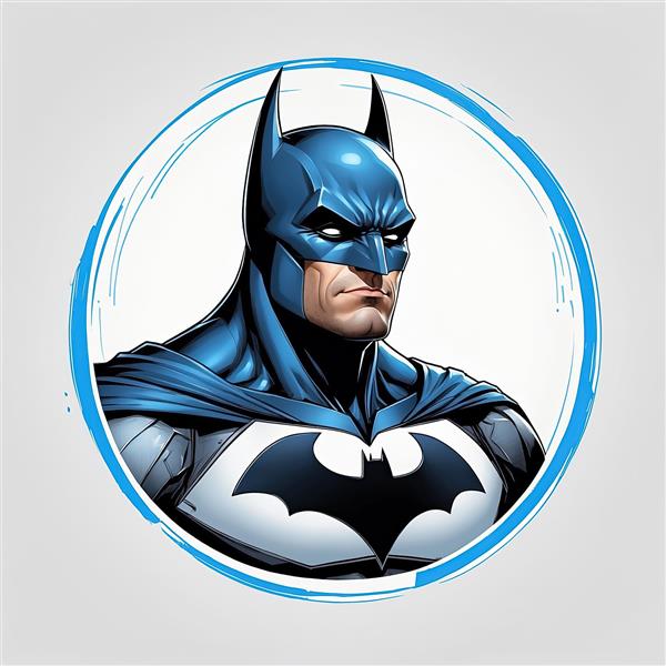 تصویر بتمن با نمای سه رخ و نماد خفاش برجسته روی سینه (طرح گرافیکی)