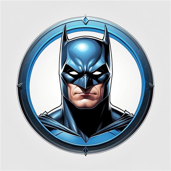 آواتار نمای روبروی بتمن در دایره آبی فانتزی و پرجزئیات (قابلیت چاپ عریض)