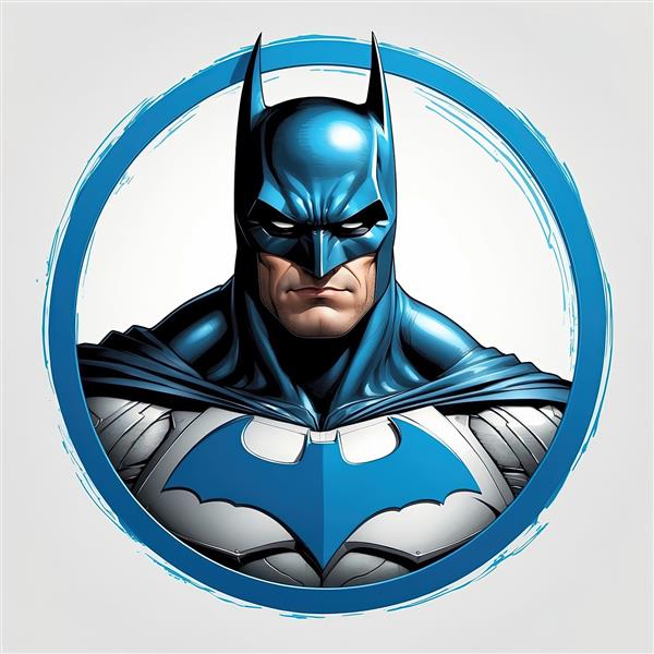 تصویر سینه‌ای بتمن با نماد بزرگ خفاش سفید و زره نقره‌ای (پارس استاک)