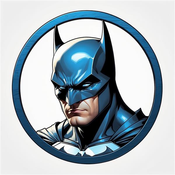 پرتره متمرکز بتمن با نگاه جدی در رینگ متالیک آبی (کیفیت اصلی)